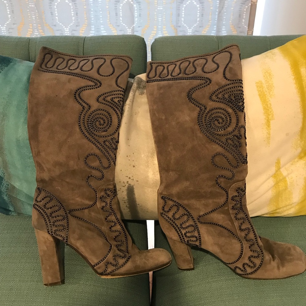 Kalliste grey/blue suede designer boot
